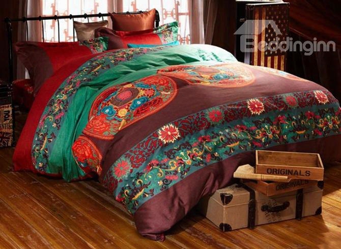 Fancy Ethnic Style Staple Cotton 4-piece Duvet Cover Sets