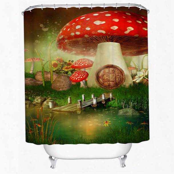 Fantastic Rural Style Fairytale Big Mushroom 3d Shower Curtain