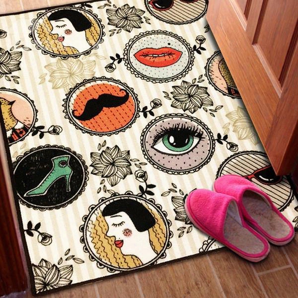 Fashion Design Rectangle Beauty And Flower Pattern Decorative Area Rug