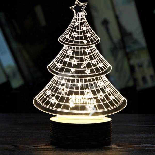 Festival Christmas Decoration 3d Chirstmas Tree Pattern Table Lamp