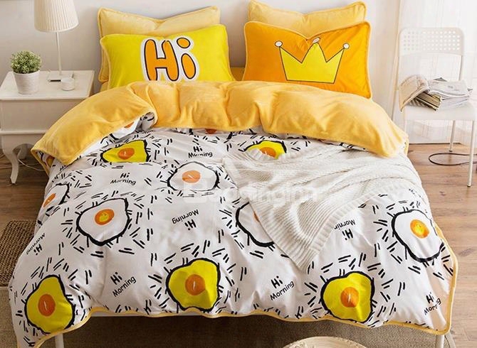 Funny Omelet Print 4-piece Duvet Cover Sets