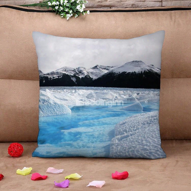 Glacier Natural Scenery Soft Cotton Throw Pillow Case
