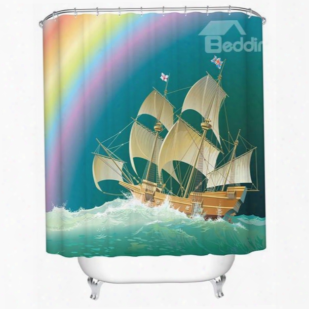 Glamorous Charming Rainbow And Clipper 3d Shower Curtain