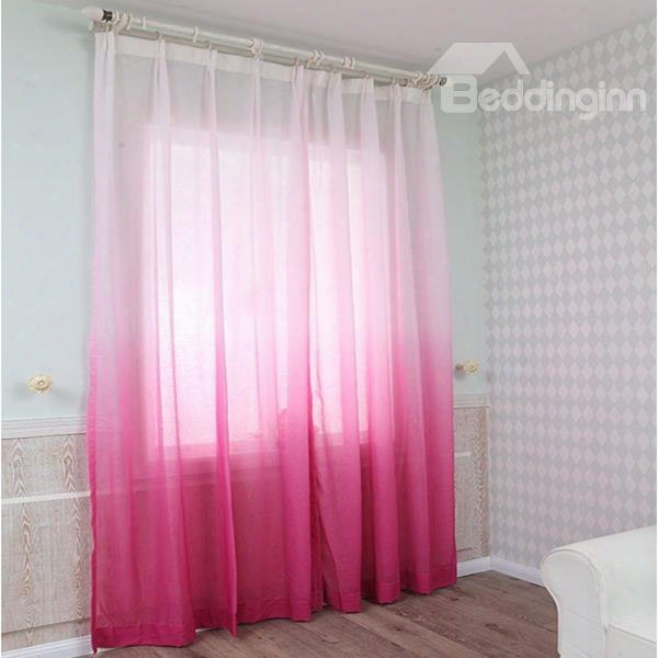 Gorgeous Gradient Color Rose Red Custom Sheer Curtain