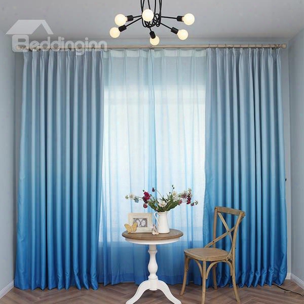 Gorgeous Sea Blue Gradient Color Custom Shading Curtain