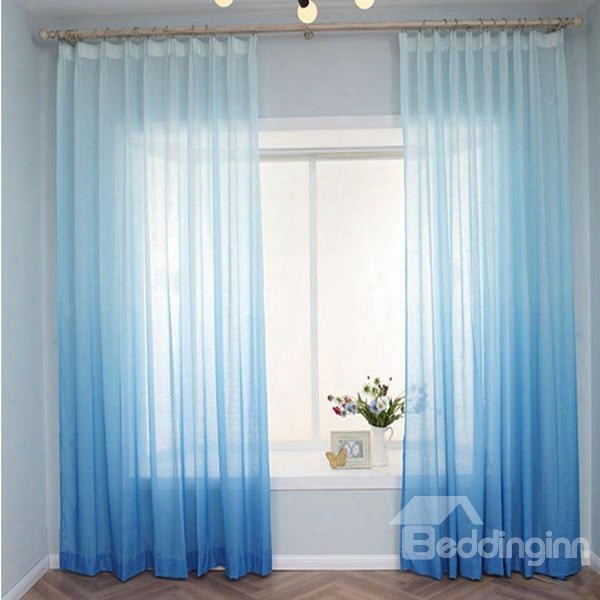 Gorgeous Sea Blue Gradient Color Custom Sheer Curtain