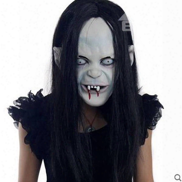 Horrible Black Hair Ghost Design Halloween Mask