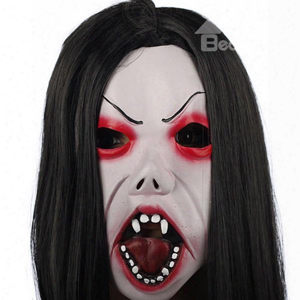 Horrible Black Hair Vampire Design Hhalloween Mask