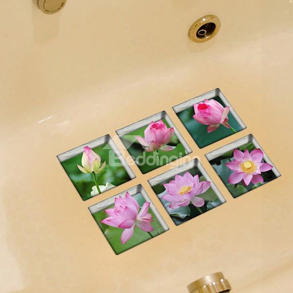 Hot Sale Amazing Lotus 3d Bathtub Stickers