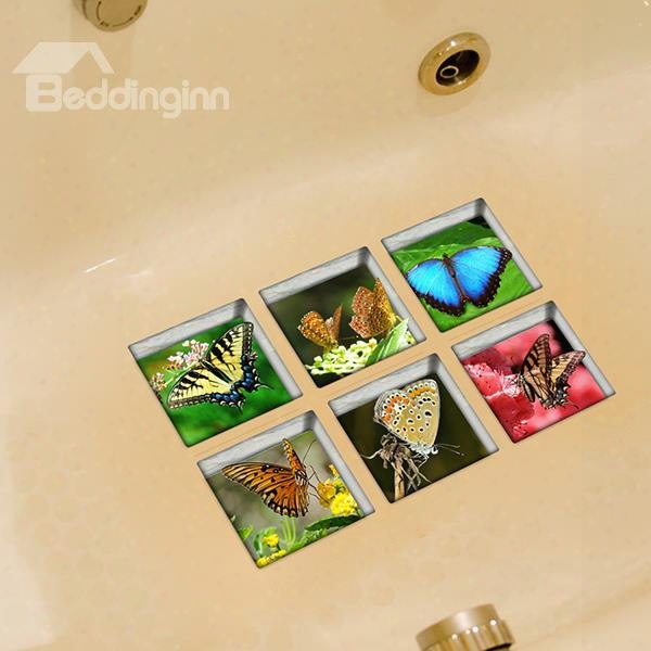 Hot Sale Beautiful Butterfly 3d Bathtub Stickers