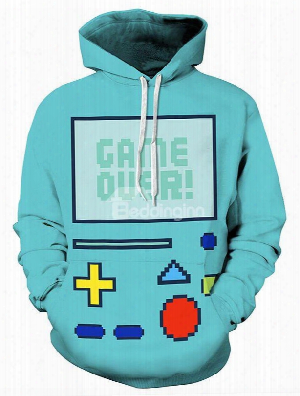 Long Sleeve Game Machine Pattern 3d Painted Hoodie