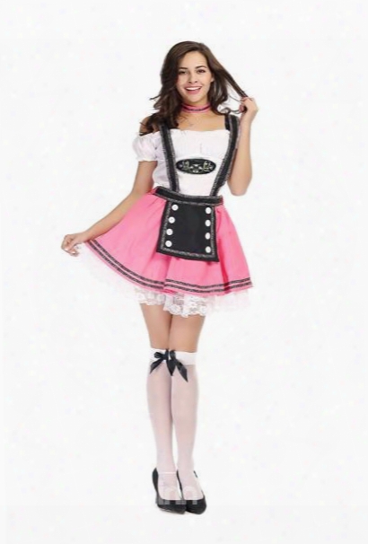 Lovely And Beautiful Maid Modeling Pink Short Skirt Cosplay Costumes