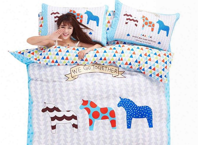 Lovely Colorful Houses 4-piece Duvet Cover Sets