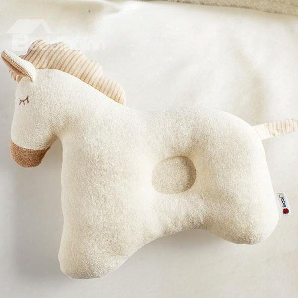 Lovely Horse Design Cotton Surface Prevent Flat Head Baby Pillow