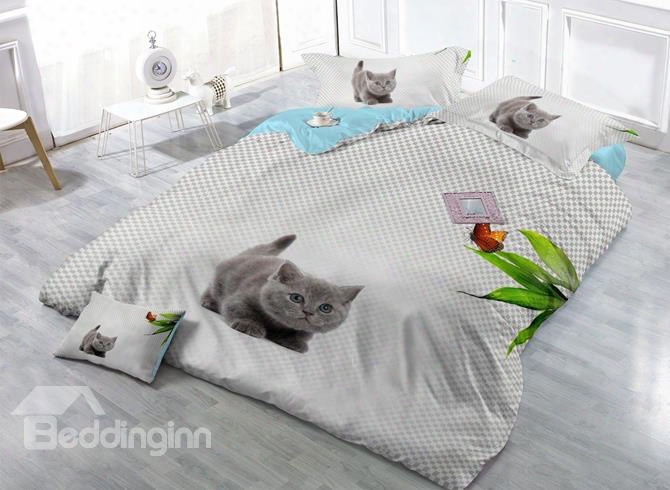 Lovely Kitty Digital Printing 4-piece Duvet Cover Sets