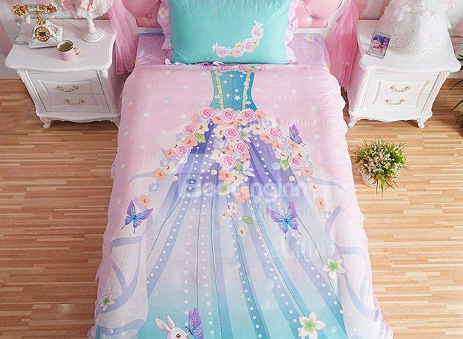 Lovely Magic Fairy Dress Pattern Kids Cotton 4-piece Duvet Cover Sets