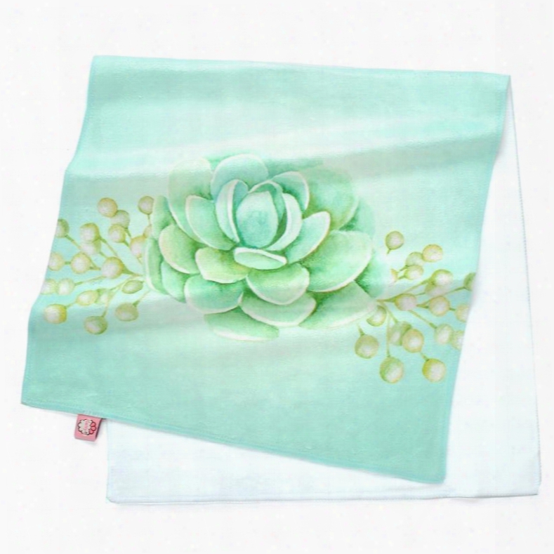 Lovely Watercolor Green Succulents Printing Face & Hand Towel