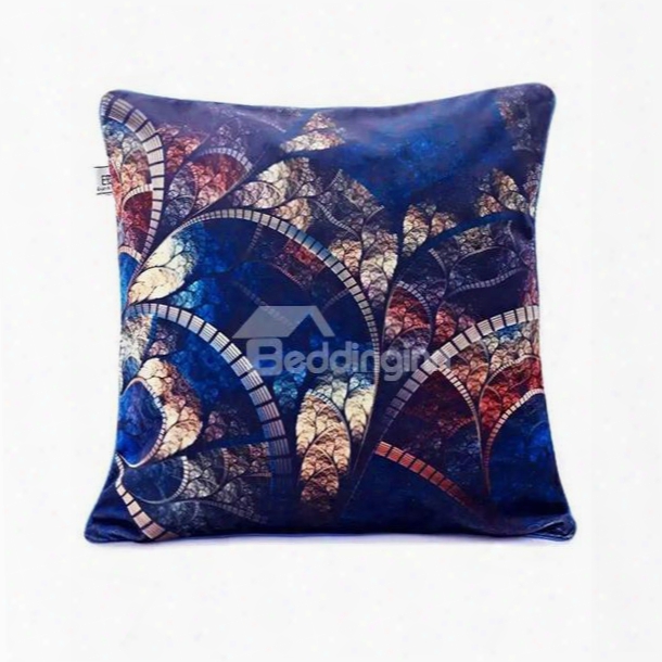 Luxury Royalblue Background And Golden Pattern Paint Throw Pillow Case