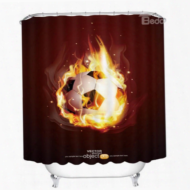 Magic Fire Soccer Printing Christmas Theme Bathroom 3d Shower Curtain