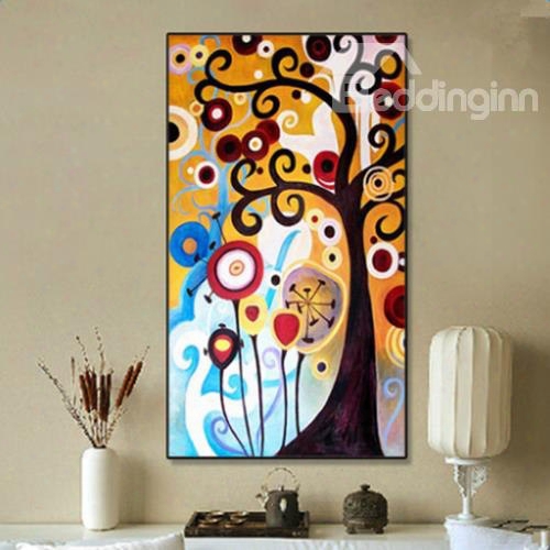 Modern Design Rectangle Colorful Tree Pattern Framed Waterproof Wall Art Prints