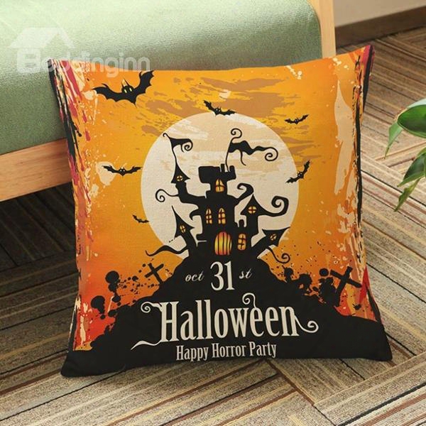Mysterious Halloween Castle P Rint Square Throw Pillow Case