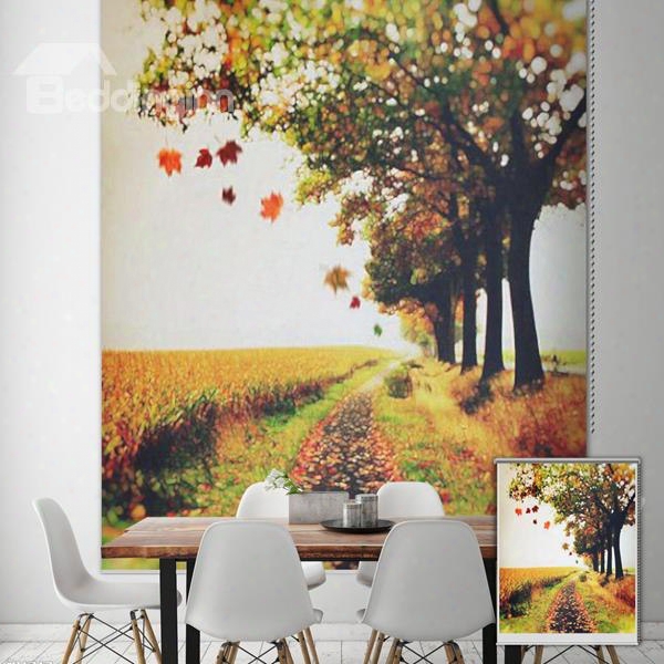 Oil Painting Countryside Path Printing Blackout 3d Roller Shades