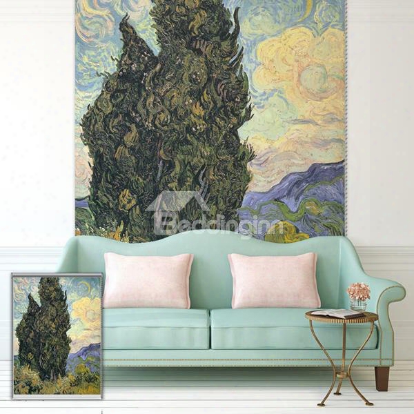 Oil Painting Tree In The Wilderness Printing Blackout 3d Roller Shades