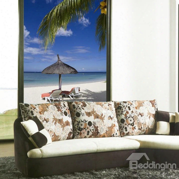 Parasol On The Beach Printing 3d Roller Shades