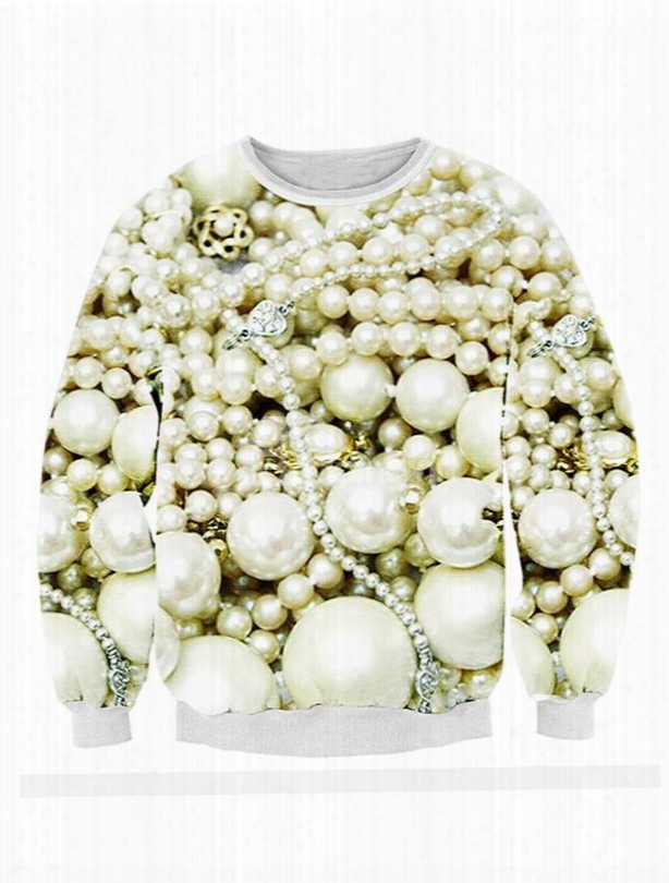 Popular Long Sleeve Pearl Pattern 3d Painted Hoodie