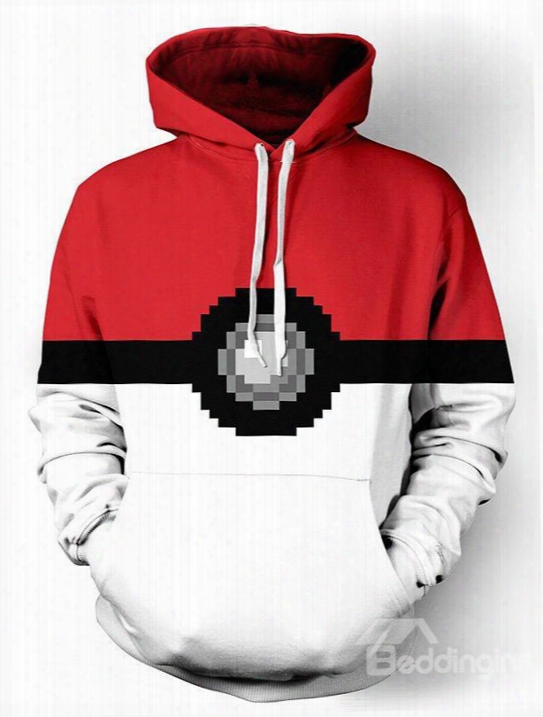 Popula Long Sleeve Ppoke Ball Pattern 3d Painted Hoodie