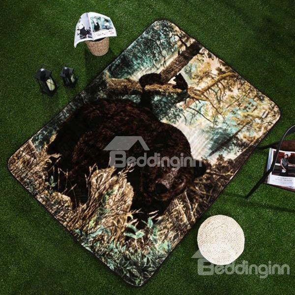 Popular Strong Black Bear Print Raschel Blanket