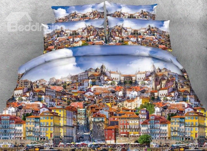 Prosperous Metropolis 3d Print 5-piece Comforter Sets