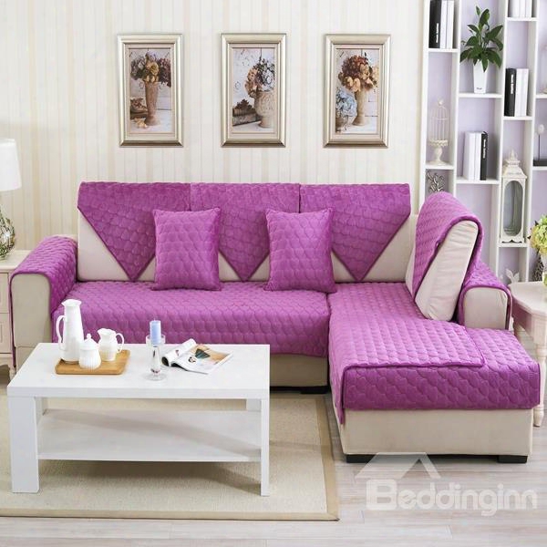 Purple Double-sided Quilting Heart Shaped Cushion Slip Resistant Sofa Covers
