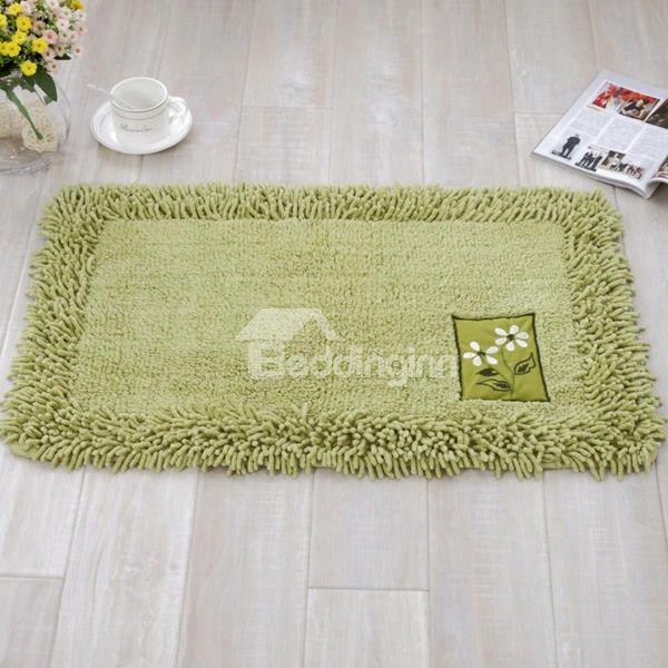 Rectangle Slip Resistant Cotton Chenille Pure Color Home Decoraative Doormat