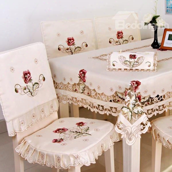 Removable Beautiful Polyester Fibre Flower Pattern Dinning Rook Decoration Chair Covers