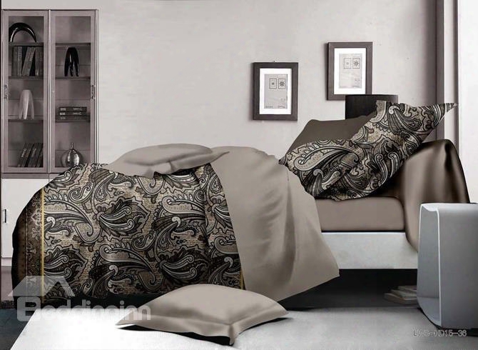 Retro Style Paisley Print 4-piece Polyester Duvet Cover Sets
