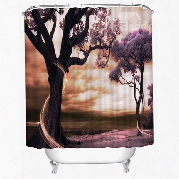 Romantic Love Trees Print 3d Shower Curtain