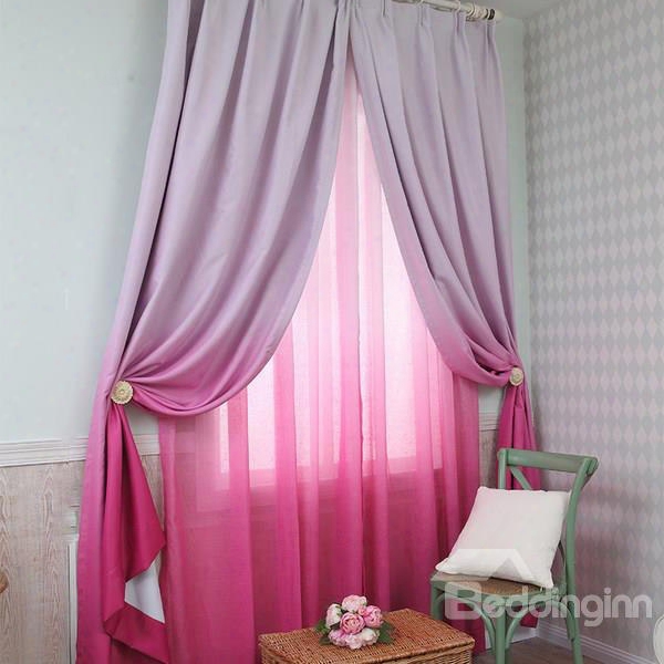 Room Darkening Gradi Ent Color Rose Red Custom Curtain
