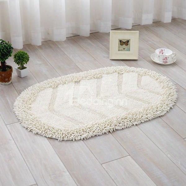 Simple Style Oval Shappe Cotton Chenille 5 Colors Decorative Slip Resistant Doormat