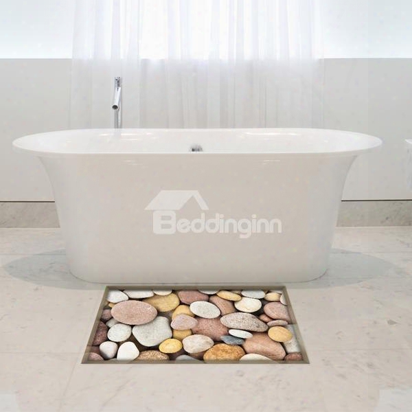 Simple Style Stone Pattern Slipping-preventing Water-proof Bathroom 3d Floor Sticker