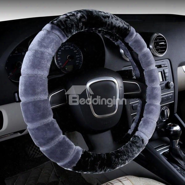 Special Cool Contrast Color Style Design Plush Material Warm Car Steering Wheel Cover