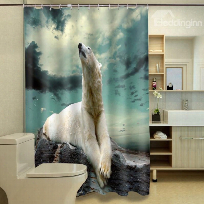 Special Design Relaxed White Polar Bear Print 3d Shower Curtain