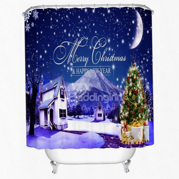 Stunning Unique Dreamlike Christmas Night Shower Curtain