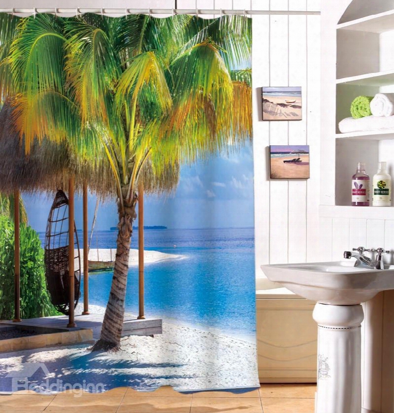 Super Fantastic Relaxing Seaside 3d Shower Curtain