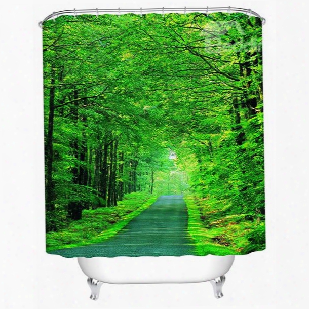 Super Fresh Tranquil Green Lane 3d Shower Curtain