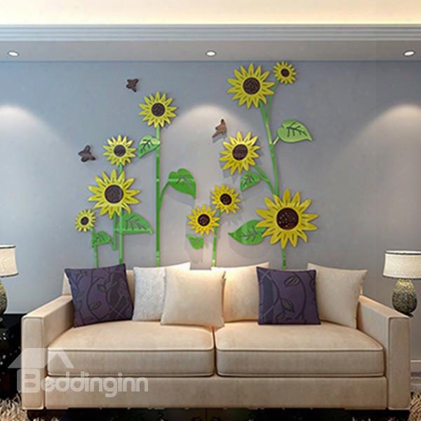 Three-dimensional Acrylic Sunflowers Pattern Decorative 3d Wall Stickers