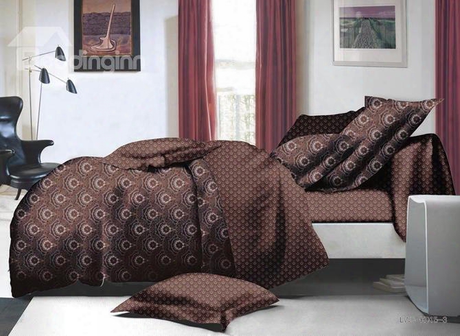 Unique Vintage Style Brown Polyester 4-piece Duvet Cover Sets