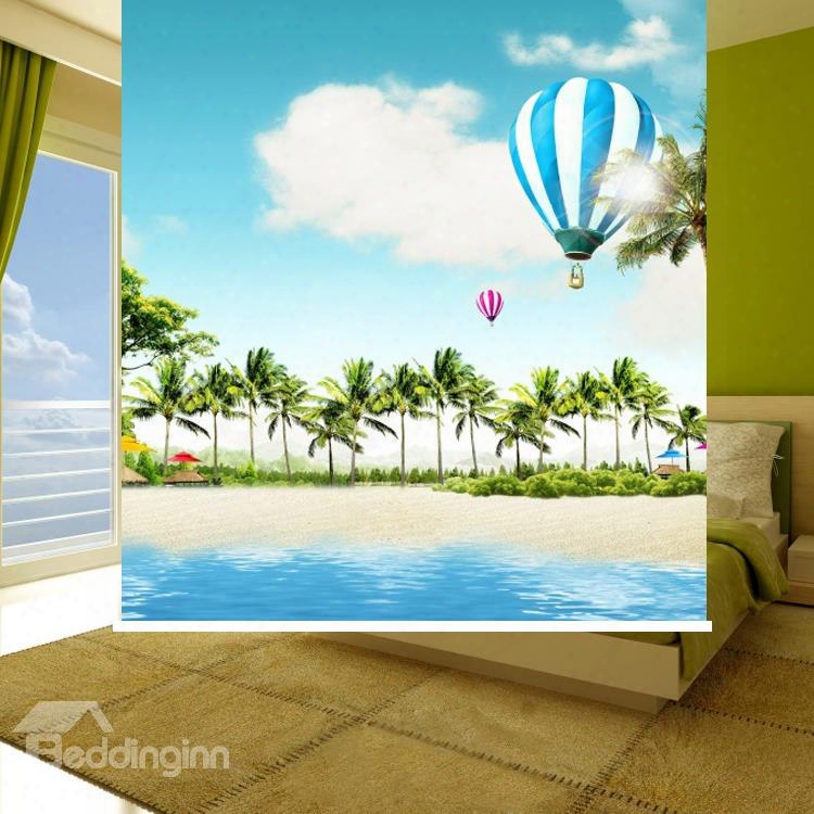 Vacation Time Beach And Balloon Printing Blackout 3d Roller Shades