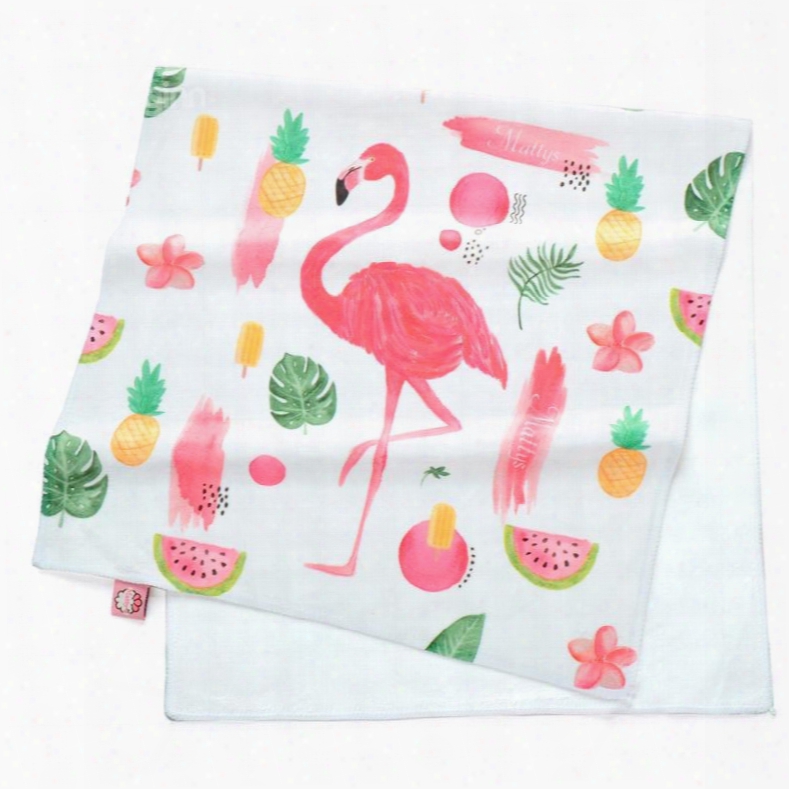 Watercolor Cartoon Flamingos And Tropical Fruit Printing Face & Hand Towel
