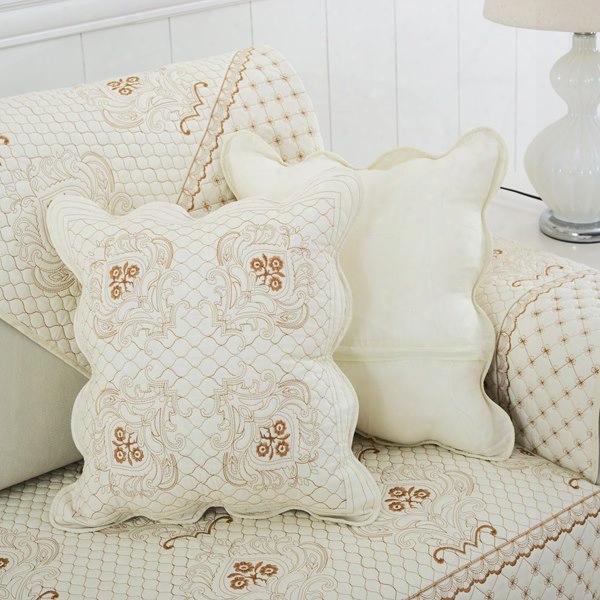 White Simple Style Square Shape Soft Home Decorative Cotton Throw Pillow